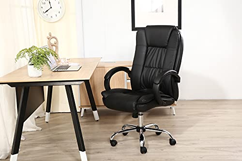 Cadeira Presidente Giratória Almofadada para Escritório Preta - LMS-BE-8-661