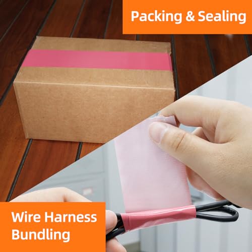 Image of QILIMA Pink Duct Tape Heavy Duty, 2 Inch x 30 Yards Industrial Waterproof Cloth Tape, Residue-Free Strong Adhesive for Photographers, Repairs & DIY