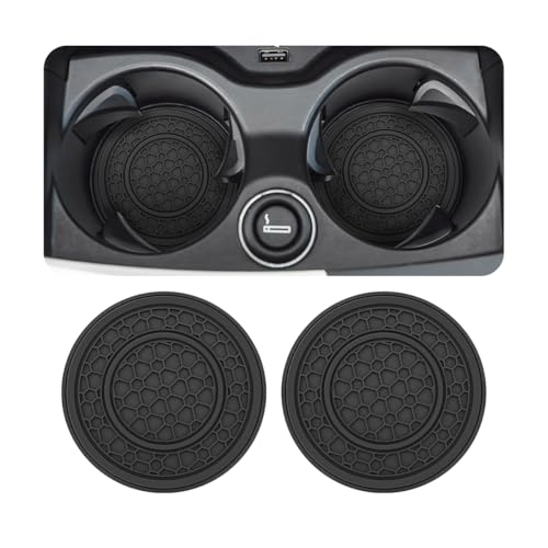 Image of Osilly 2 Pack Car Coasters for Cup Holder, 2.75 Inch No-Slip Anti Dust Insert Coaster, Universal Auto Waterproof Coasters Silicon Insulation Cup Mats for Woman Man, Suit for Vehicle Interior (Black)