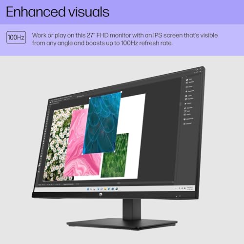 Image of HP 27 inch FHD 100Hz Monitor with IPS Panel | Built-in Speakers, Eyesafe Display, 3-Sided Borderless, HDMI & DisplayPort, W /HDMI (27-inch)