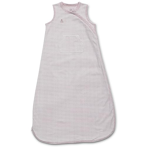 Delta Children Gap babyGap TrueSleep Sleep Sack | 100% Organic Cotton | GOTS and Oeko-Tex 100 Certified | 2-Way Zipper | Large: 6-12 Months, Pink Stripe