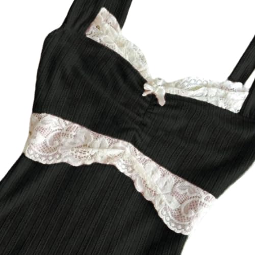 Women's Lace Trim Cami Tops Cable Knit Fairy Grunge Camisole Top Coquette Aesthetic Clothes3