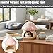 letixnink Hamster Ceramic Nest with Matching Feeding Bowl Set for Small Pets Mushroom Shaped Hideout and Food Dishes