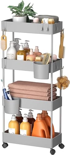 Recopilación de Carritos de baño para comprar online. 43 Timotech Carrito de Almacenamiento Delgado con Ruedas, Carrito Organizador de Baño de 4 Niveles, Carrito rodante para baño, Lavandería, Cocina, Ideal para Espacios Estrechos...