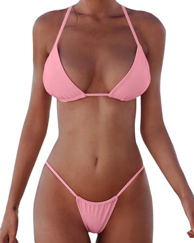 XUNYU Thong Bikini Sets for Women Sexy Triangle Brazilian String Swimsuit