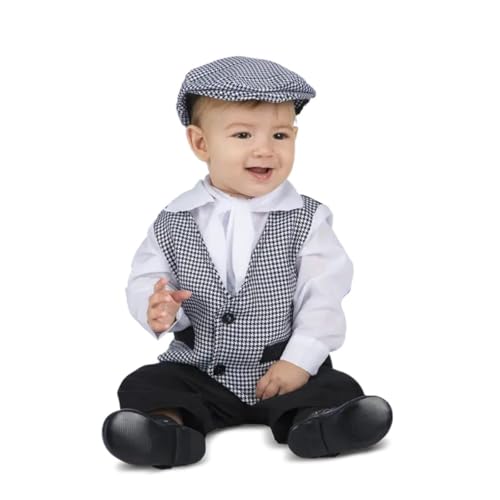 My Other Me   Disfraz Madrileño Bebé, talla 12 24 meses. Incluye boina, mono blanco y negro con chaleco de cuadros y bolsillos falsos. Ideal para fiestas.