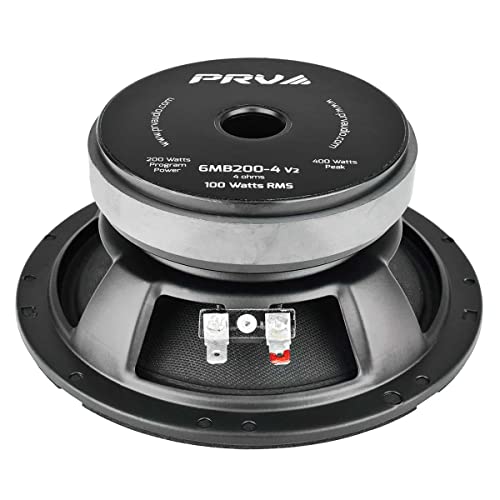 Prv Audio 6.5 Inch Speakers Midbass Woofer 6Mb200-4 V2 200 Watts Program Power, 4 Ohm, 100 Watts Rms, 1.5 In Voice Coil, Perfect For Small Custom Enclosures For Pro Car Audio Loudspeaker (Single) #TOP3
