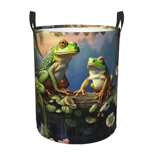 Panier à linge poignées intégrées grand modèle imperméable motif grenouilles - 3