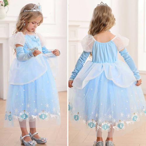 Disfraz princesa azul para niñas 5-6 años miniatura 4
