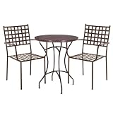 LOLAhome Mesa mármol y 2 Sillas Exterior Cartago Marron Oxido, Contract