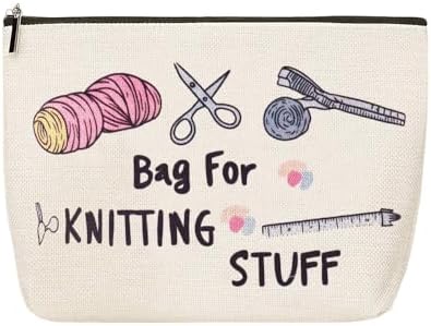 ShiQiao Spl Knitting Makeup Bag for Women Storage Crochet Bag for Knitting Stuff Makeup Pouches for Quilting Sewing Lover Crochets Cosmetic Bag Crochet Lovers Gifts Travel Organizer Bag for Women Men image 4