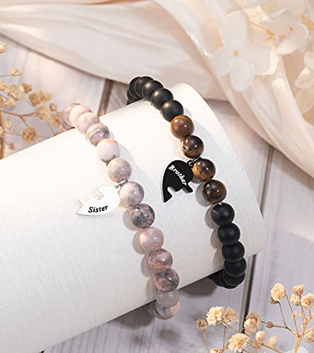 UNGENT THEM Matching Brother and Sister Bracelet Set of 2, Birthday Christmas Graduation Valentine's Day Gifts4