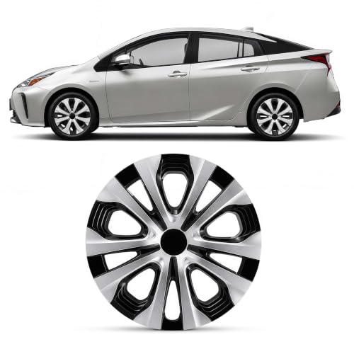 WEISIGAO 15 Inch Silver and Black Hubcaps Compatible with 2016-2022 Toyota Prius, 2017-2022 Prius Prime and 2020-2024 Corolla Hybrid, Snap-On Wheel Covers, Set of 4 by WEISIGAO - Used condition - US$60.51
