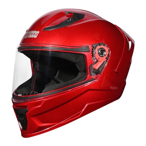 Studds Raider Super ISI Certified Full Face Helmet for Men and Women with Spoiler and Clear Visor (Cherry RED-M), Motorcycling
