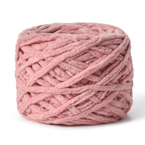 Image of Fluffy Chenille Chunky Yarn for Crocheting 100g(65.6yd) - Baby Yarn for Crocheting Soft - Velvet Yarns for Crochet Blanket - Amigurumi Crochet Yarns（Dark Pink