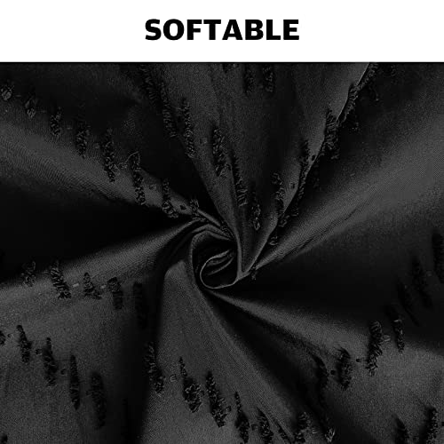 Black Boho Shower Curtain Modern Fabric Shower Curtain Shabby Chic Chenille Tufted Chevron Textured Striped Minimalist Shower Curtain 72 X 72 Inches #TOP2