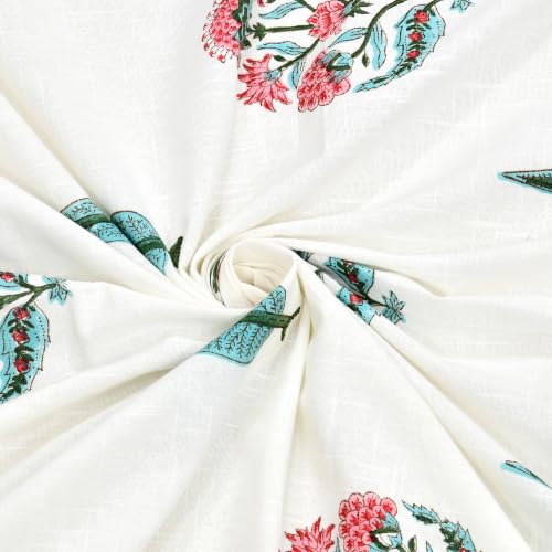 Image of BLOCKS OF INDIA Hand Block Printed Cotton Linen Daylight Door Curtain (Style 5, Door 7 FEET)