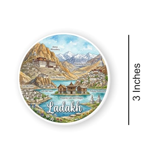 Image of Ladakh Textured Finish Acrylic Fridge Magnet - UV Texture Printed, Stylish Multicolor Magnet for Fridge, Wardrobe & Metal Surfaces, Pack of 1 (Ladakh)