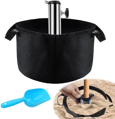 DECOHS Beach Umbrella Sand Base - 15x16 Inch Fillable Weight Bag For Outdoor Patio & Beach Umbrellas