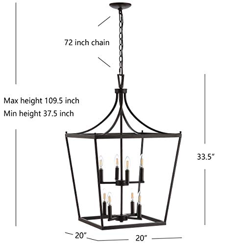 Safavieh PND4092A Vallor Oil-Rubbed Bronze 8-Light (LED Bulbs Included) Pendant - Image 6