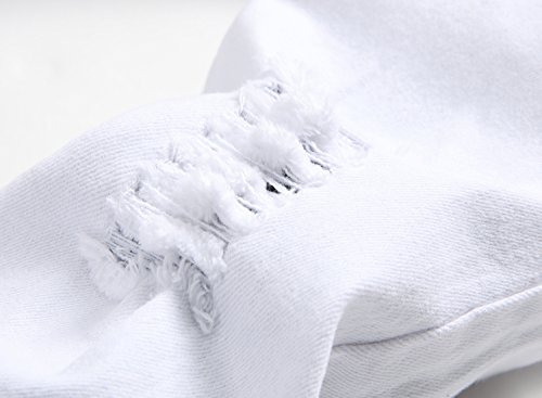 Boy's White Skinny Fit Ripped Destroyed Distressed Stretch Slim Jeans Pants #TOP2