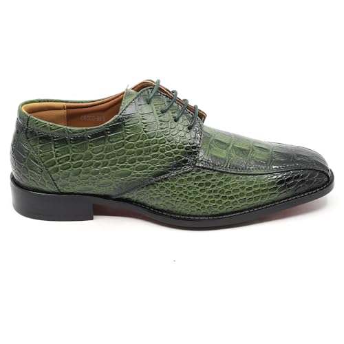 Image of Men's Alligator Crocodile Print Oxford Fashion Lace Up Dress Shoe croco-03