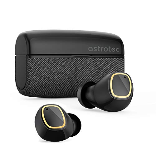True Wireless Earbuds, Astrotec S80 Plus Bio-Diaphragm Pumping Bass TWS Earphones, Bluetooth 5.0 in-Ear Touch Control Wireless Earbuds, Supports MC Sync/Built-in Mics/Quick Charge(Black)