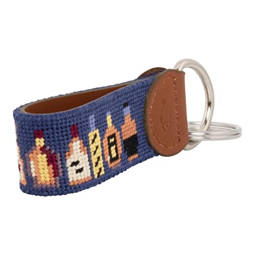 Image of Leather Hand-Stitched Needlepoint Key Fob or Key Chain