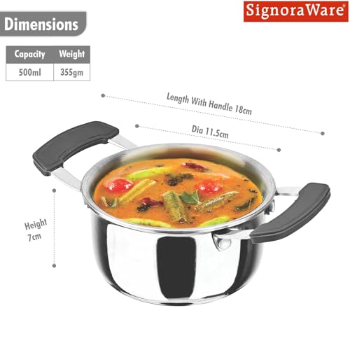 Image of SignoraWare Artista Stainless Steel Cookware Mini Stewpot | Compact Size |Ideal for Cooking Sauces & Gravies | Best for Melting Butter or Chocolate | Great for Steam or Cook Small Puddings & Custard
