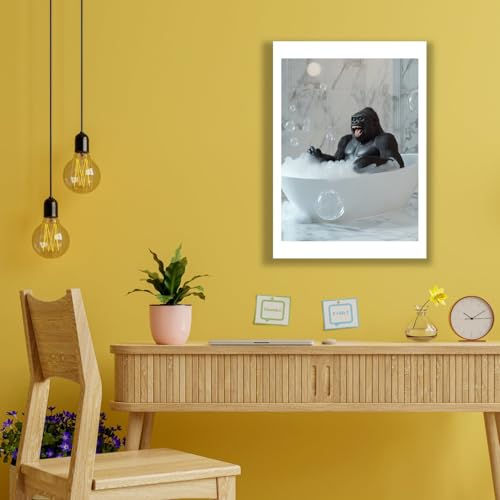 Gorilla dans le bain impression d'art mate extra large poster decoration murale