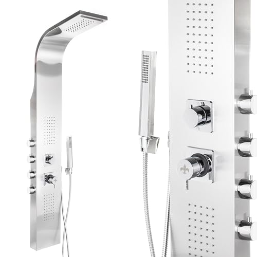 Thermostat-Duschsystem Mit Regendusche & Handbrause – Poliertes Chrom, Wandmontage