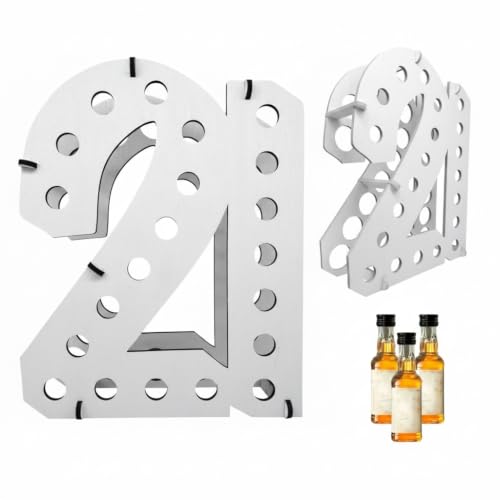 Image of Lumber Reveal USA | White 21 Shot Bottle Holder | 21st Birthday Decorations | Unique 21st Birthday Gifts | Holds 21 Shooter Bottles | 4 Colors Available | Assembled