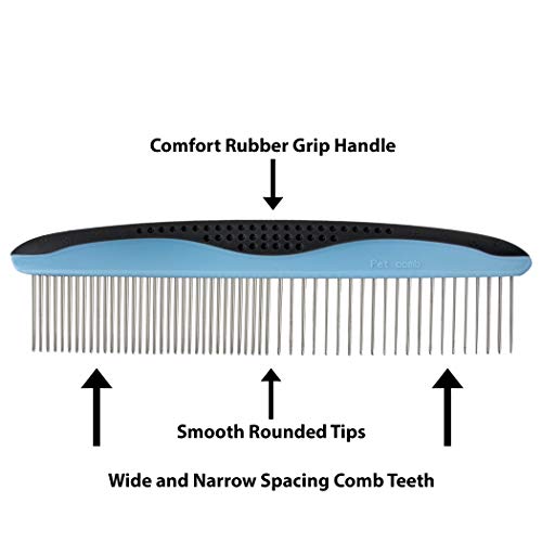 LovinPup Dog Comb Set for Grooming, 2 Pack, Pet Grooming Comb with Stainless Steel Teeth, Comfort Grip Handle, Dog… - Image 4
