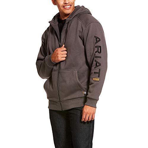 Image of ARIAT Men's Rebar All-Weather Full Zip Hoodie Rebar Gray Size Large Tall