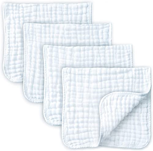 Image of KiddyCare Muslin Burp Cloths | Burp Clothes for Baby Girl/boy | Organic Baby Clothes Burping Cloths for Babies | 6 Layers absorbance | Baby Burp Cloth 10x20 inches 4 Pieces