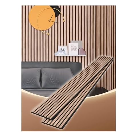 Kieacia Wood Slat Acoustic Panels for Wall and Ceiling | 3D Slat Wood Panels| Decorative Soundproof Paneling | Noise Reduction | 94.49"x 23.62" Each Box-Natural Walnut Cover