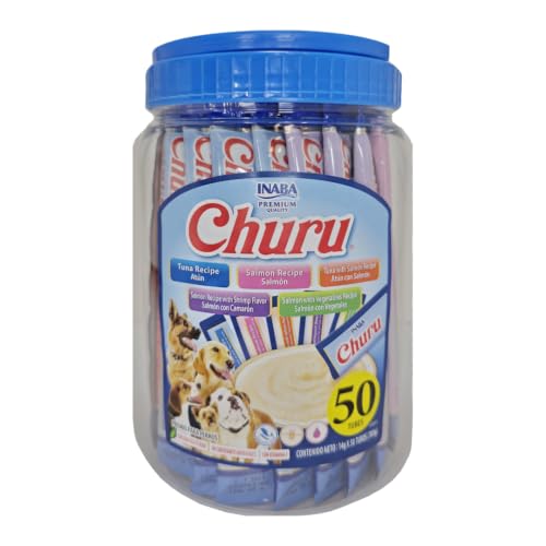 Image of INABA Churu Cat Treats, Lickable, Squeezable Creamy Puree Cat Treat with Green Tea Extract & Taurine, 0.5oz. Each Tube, 40 Tubes, Tuna & Seafood Variety