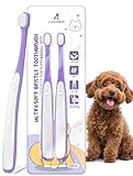 VVHOMIFE Tiny Dog Toothbrush for Small Dogs - 0.39' Mini Brush Head, Curved Handle, Soft Bristles, Dual Rubber Back, Gentle Puppy Tooth Brush Kit for Yorkie Chihuahua & Small Dog Teeth Cleaning