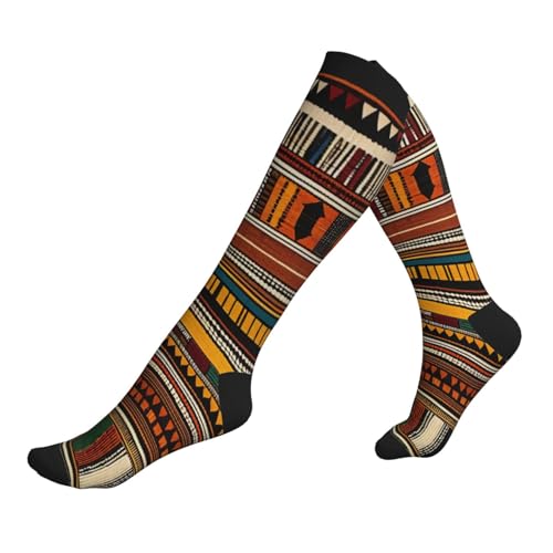 MHGDC african weaving Printed Sports Compression Socks,Travel Wide Calf Graduated Support Socks for Women Mens 15-20mmHg