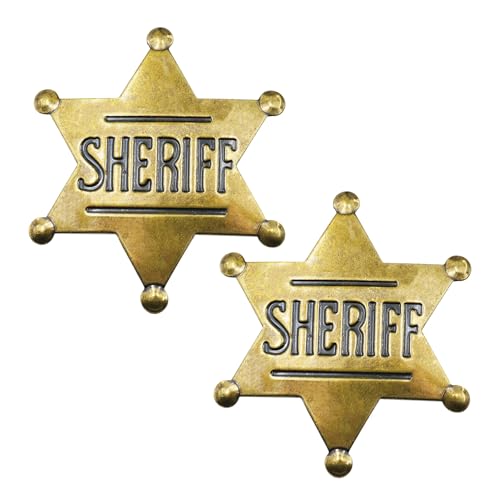 SQEYYGI Metal Sheriff Badges for Kids, Girls & Adults - Western Police Vest Badge, Cowboy Party Decoration (2)