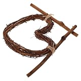 BESTYASH Anillo Colgante de Ratán Forma de Corazón 20 Cm, Decoración Natural Ramas Secas y Cuerda de Yute para Bodas, Fiestas, Jardines de Infancia y Exhibiciones Comerciales