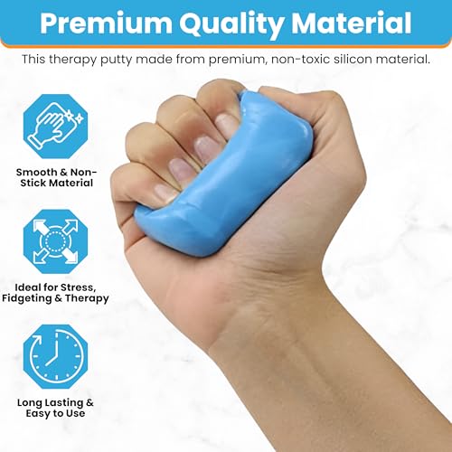 Image of FlintRehab Therapy Putty for Teens & Adults (8 Pack, 3 Oz Each) - Putty for Hand Therapy, Fidgeting & Stress Relief - Non-Toxic Resistive Exercise Putty for Hand Strengthening