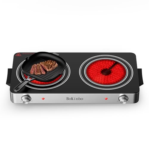 BoKinbo Electric Cooktop, Dual 2200 Watts Infrared Burner, 2 Burner