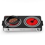 Electric Cooktop, Dual 2200 Watts Infrared Burner, 2 Burner Electric Hot Plate for Cooking, Knob Control Countertop & Built-in Ceramic Cooktop, Overheat Protection Cooktop for Dorm, Kitchen
