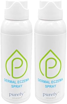 PUREFY Dermal Eczema Airesol Spray 3.4oz, 2pk Natural Healing. Purefypro Cleansing Technology. Safe for Kids and Everyone. Use Anywhere on the Body. Dermatologist Recommended.