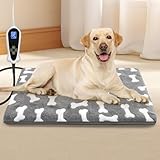 Bestio Dog Heating Pad,28x18 in Heated Dog Bed with Constant Heat & Auto Modes，MET&UL Certified Pet Heating Pad,Chew-Resistant Cord,Waterproof Washable Cover-Gray