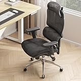 SIHOO Ergonomic Office Chair with Adjustable 3D Headrest, Lumbar Support, Ultra-Wide Dual-Section Backrest, 3D Armrests, Swivel Tilt Function, High Back Desk Chair- M56B (Black)