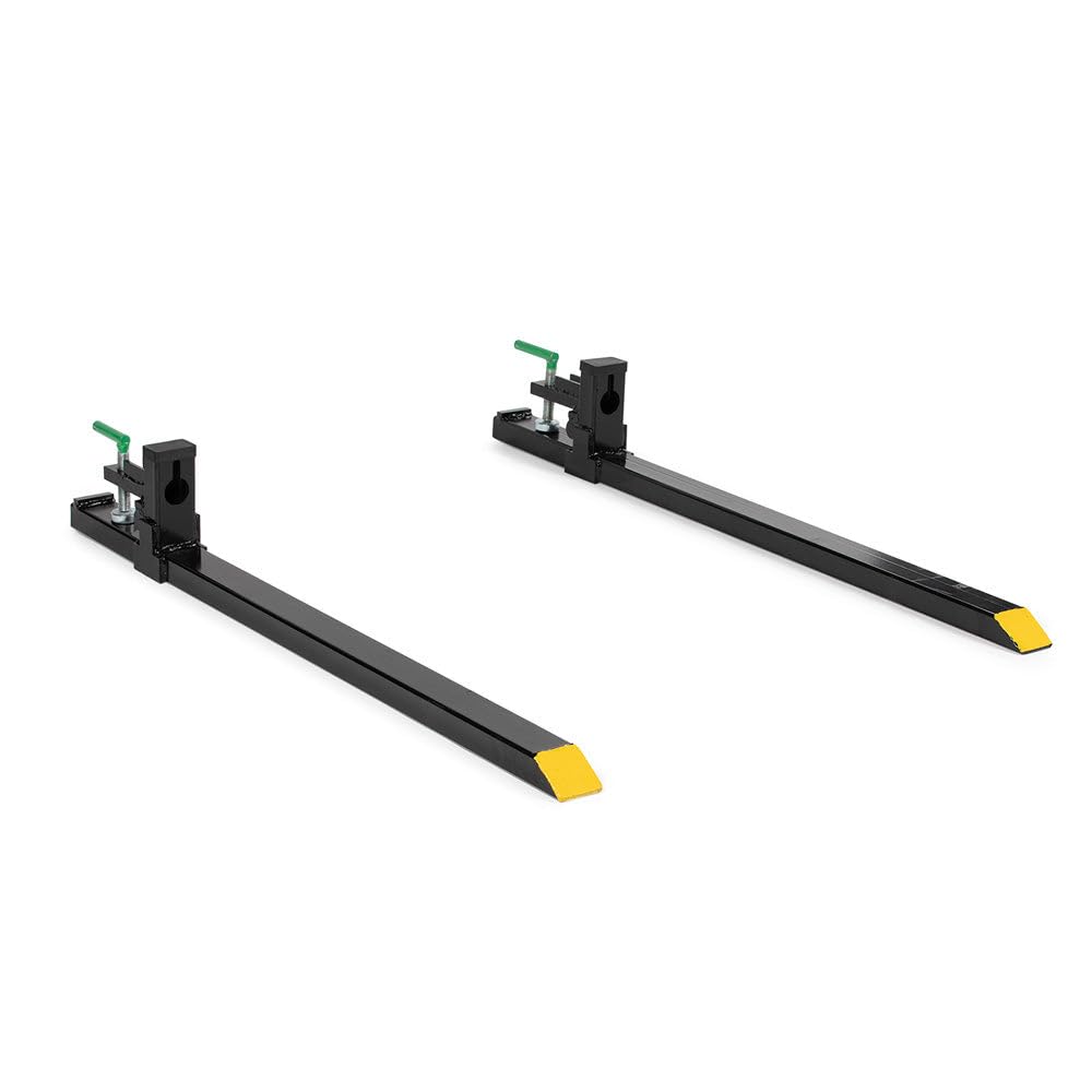 Titan Attachments Light-Duty 60" Clamp-On Pallet Forks, 46" x 3" Fork Length, Rated 2,000 LB, Easy to Install on Loader or Skid Steer Bucket
