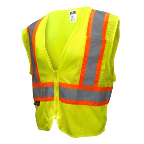 Image of Radians SV22-2ZGM-3X Polyester Mesh Economy Class 2 High Visibility Zipper Closure Vest with Two-Tone Trim, 3X-Large, Green