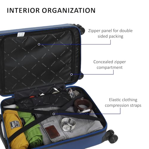 Image of Nautica Trolley Luggage Bag 20 inches - Lightweight | ABS Hardshell Material|Trolley with 4 Spinner Wheels and Resetable Combination Lock | Unisex | Small Cabin Trolley Bag for Men & Women, Navy Blue